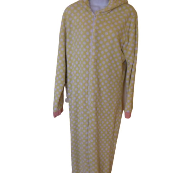 Yellow Polka Dot Hooded Fleece DUCK Onesie Jr XL - Picture 1 of 6
